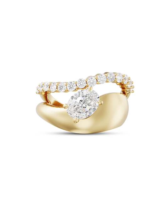 Amelie- Oval Attach Double Band Style Lab Grown Diamond Engagement Ring