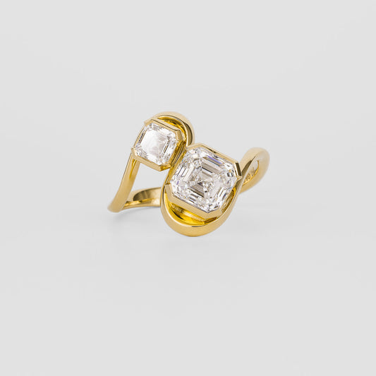 1.50 - 3.50 CT Asscher Cut Lab Grown Diamond Unique Engagement Ring