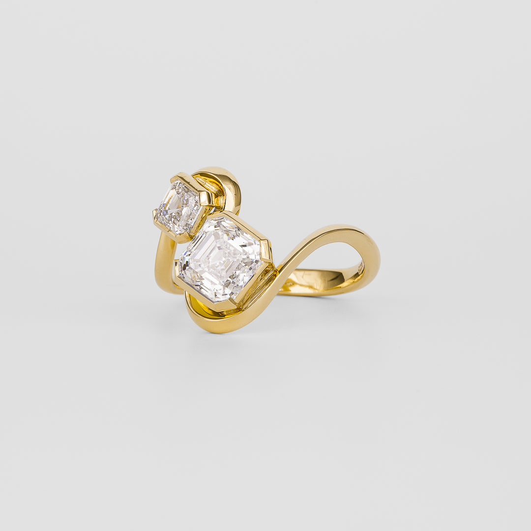 1.50 - 3.50 CT Asscher Cut Lab Grown Diamond Unique Engagement Ring