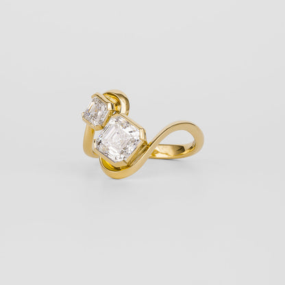 1.50 - 3.50 CT Asscher Cut Lab Grown Diamond Unique Engagement Ring