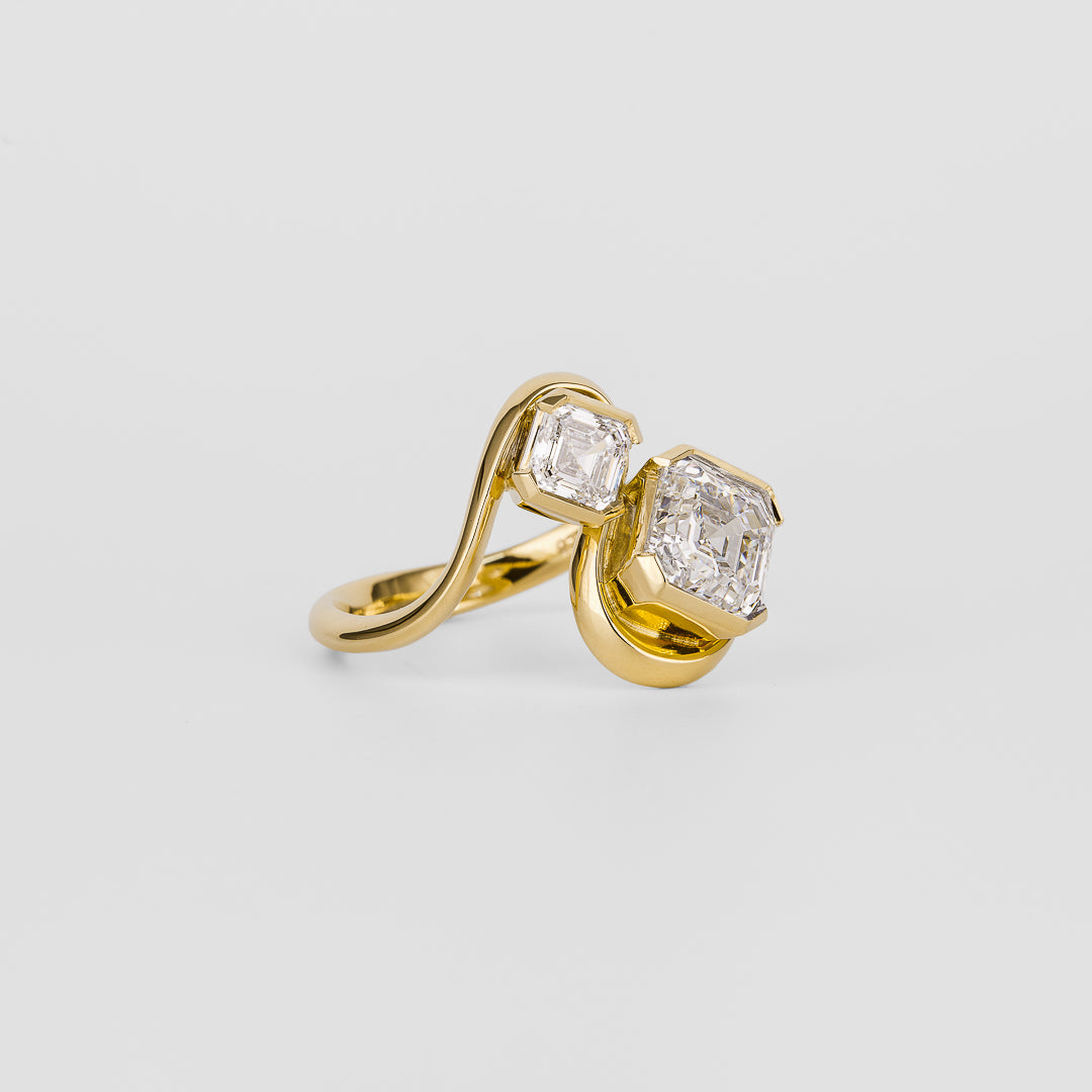1.50 - 3.50 CT Asscher Cut Lab Grown Diamond Unique Engagement Ring