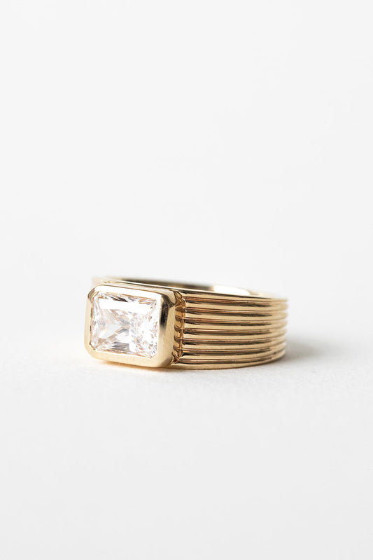 2.0 CT East West Radiant Cut Bezel Moissanite Engagement Ring