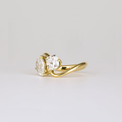 2.27 TCW Cushion & Oval Lab Grown Diamond Two Stone Engagement Ring
