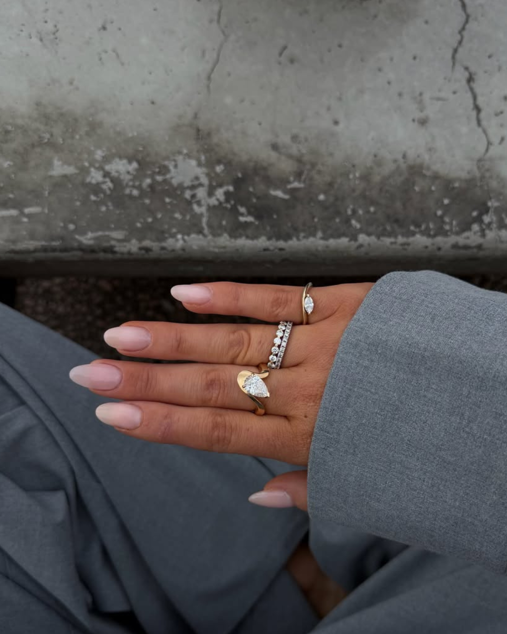 Lucette- Pear Unique Style Lab Grown Diamond Engagement Ring