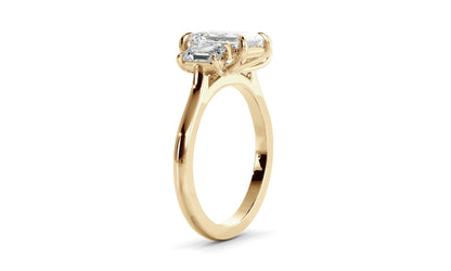 Three Stone Ring with 1.0 CT Emerald Moissanite