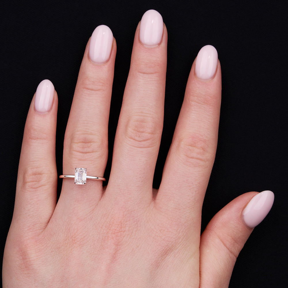 Solitaire Ring with 1.50 CT Emerald Moissanite