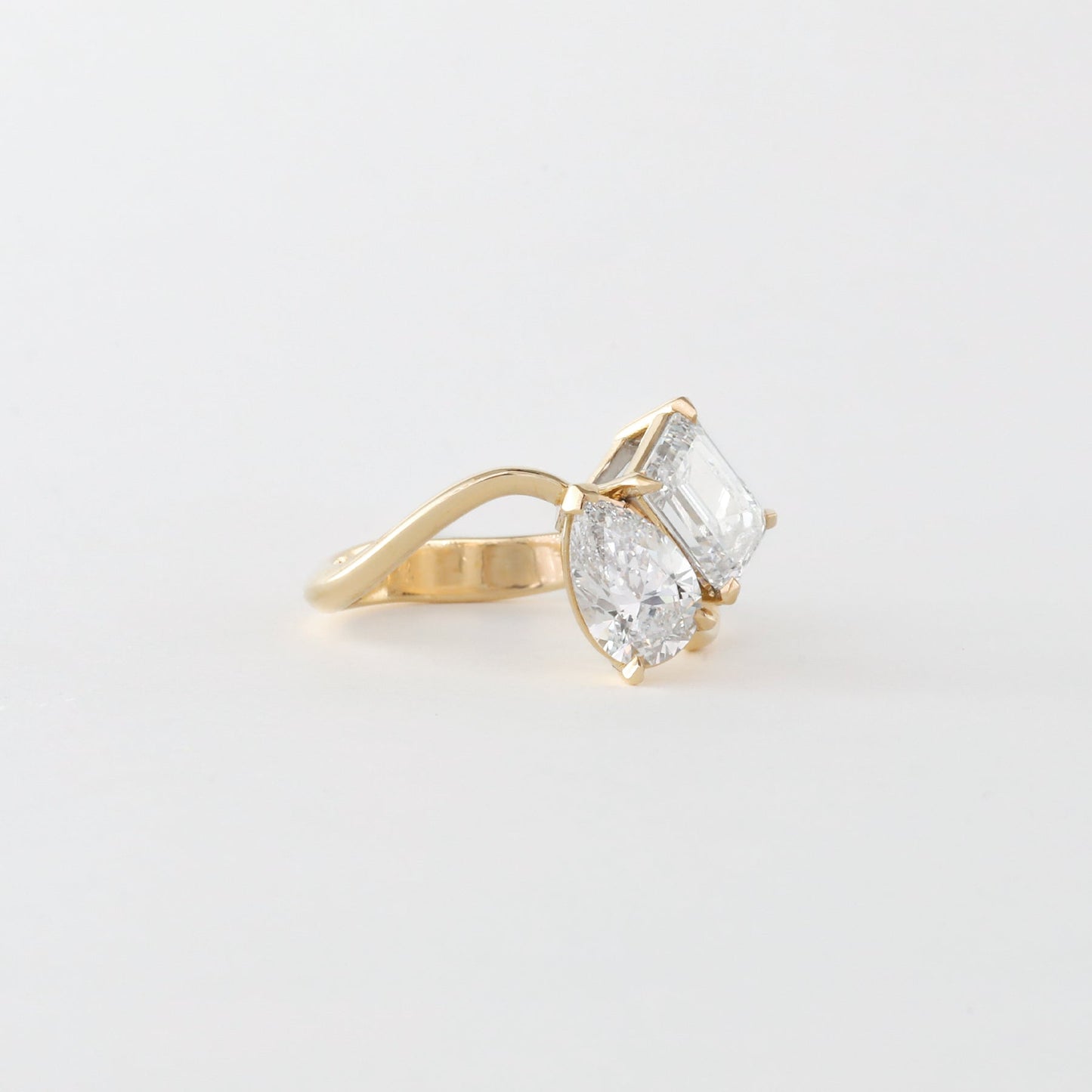 2.65 TCW Emerald & Pear Lab Grown Diamond Two Stone Engagement Ring