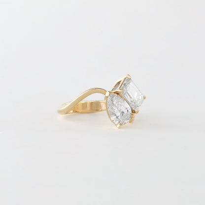 2.65 TCW Emerald & Pear Lab Grown Diamond Two Stone Engagement Ring