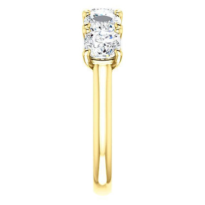 Five Stones Wedding Band with 5.0 TCW Round Cut Moissanite