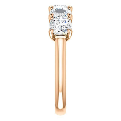 Five Stones Wedding Band with 5.0 TCW Round Cut Moissanite
