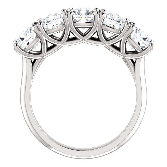 Five Stones Wedding Band with 5.0 TCW Round Cut Moissanite