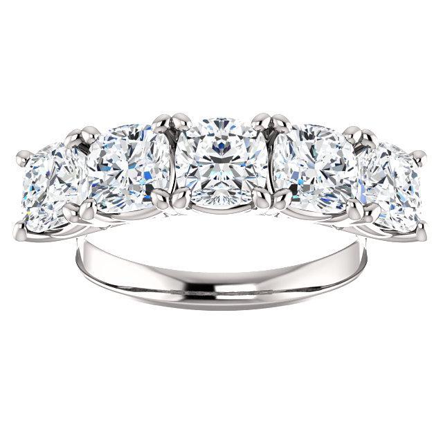 Five Stones Wedding Band with 5.0 TCW Round Cut Moissanite