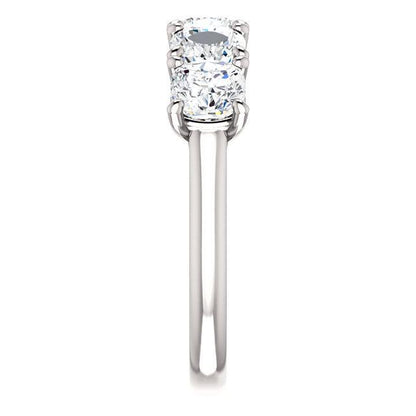 Five Stones Wedding Band with 5.0 TCW Round Cut Moissanite