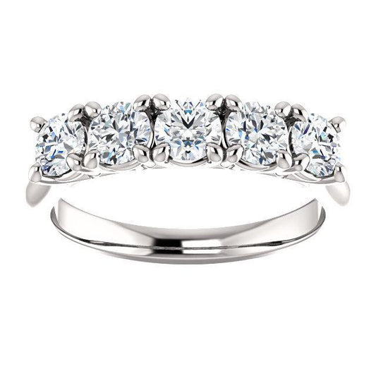 Five Stones Wedding Band with 4.0 TCW Round Cut Moissanite