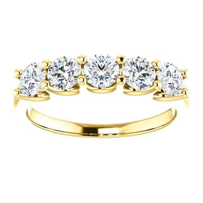 Five Stones Wedding Band with 4.0 TCW Round Cut Moissanite