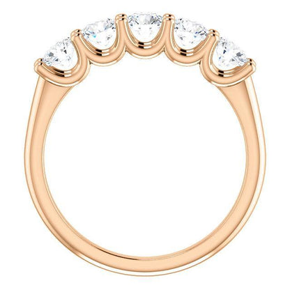 Five Stones Wedding Band with 4.0 TCW Round Cut Moissanite
