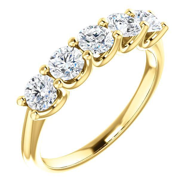 Five Stones Wedding Band with 4.0 TCW Round Cut Moissanite