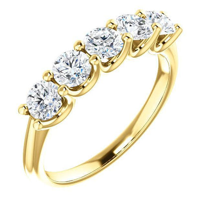 Five Stones Wedding Band with 4.0 TCW Round Cut Moissanite
