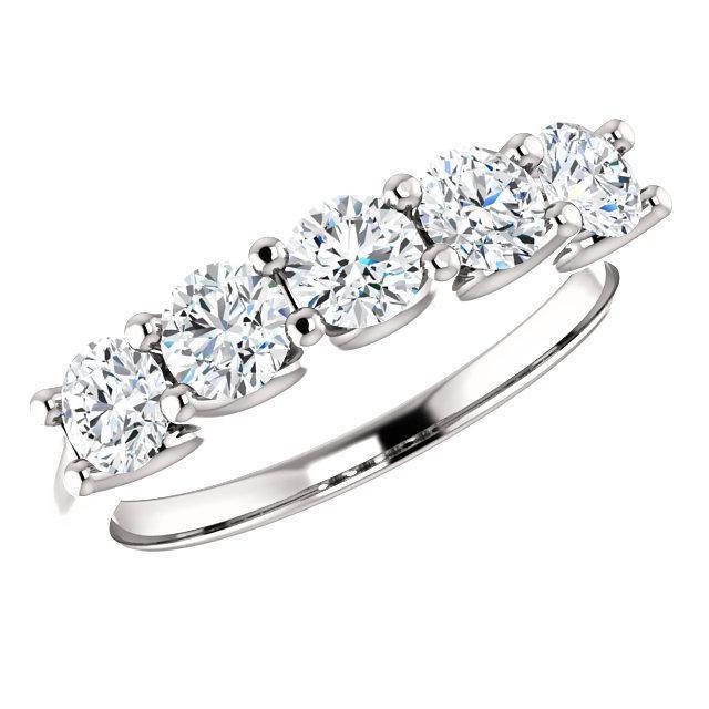 Five Stones Wedding Band with 4.0 TCW Round Cut Moissanite