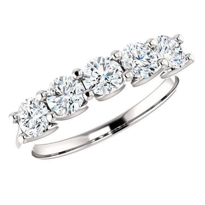 Five Stones Wedding Band with 4.0 TCW Round Cut Moissanite