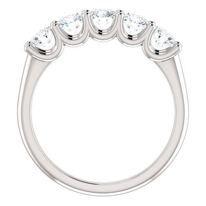 Five Stones Wedding Band with 4.0 TCW Round Cut Moissanite