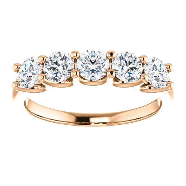Five Stones Wedding Band with 4.0 TCW Round Cut Moissanite