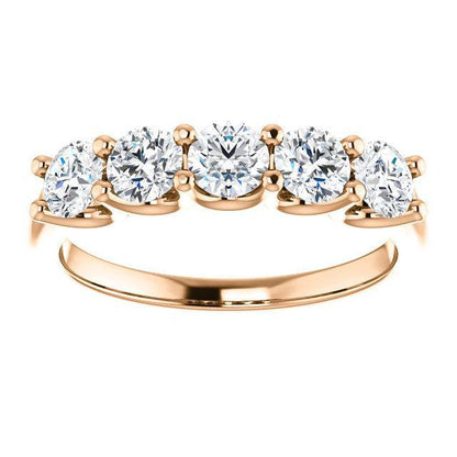 Five Stones Wedding Band with 4.0 TCW Round Cut Moissanite