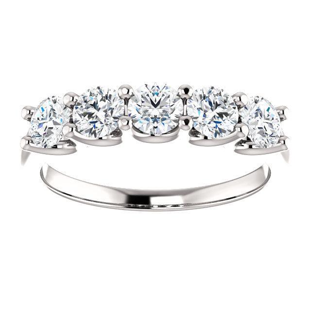 Five Stones Wedding Band with 4.0 TCW Round Cut Moissanite
