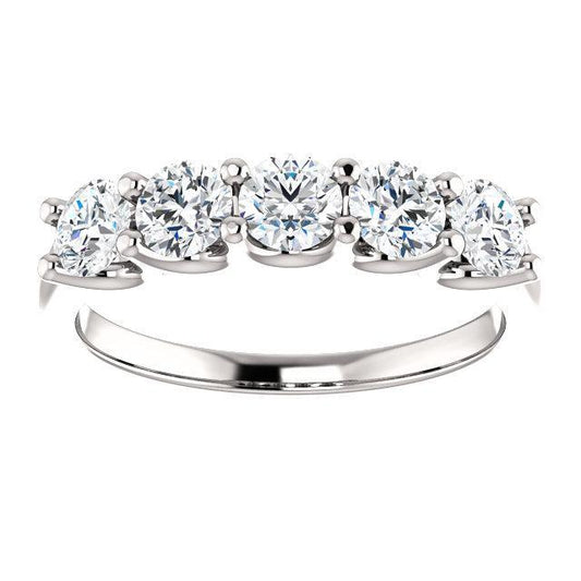 Five Stones Wedding Band with 4.0 TCW Round Cut Moissanite