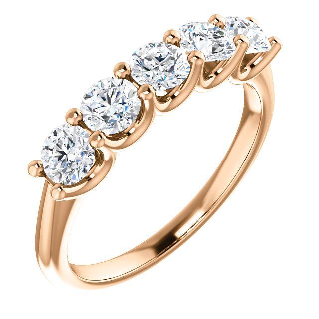 Five Stones Wedding Band with 4.0 TCW Round Cut Moissanite