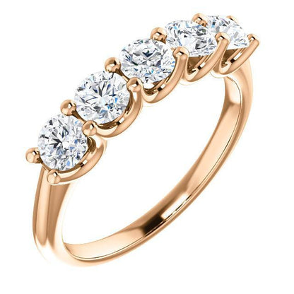 Five Stones Wedding Band with 4.0 TCW Round Cut Moissanite