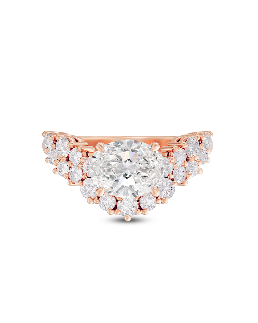 Selene- Oval Unique Cluster Style Lab Grown Diamond Engagement Ring