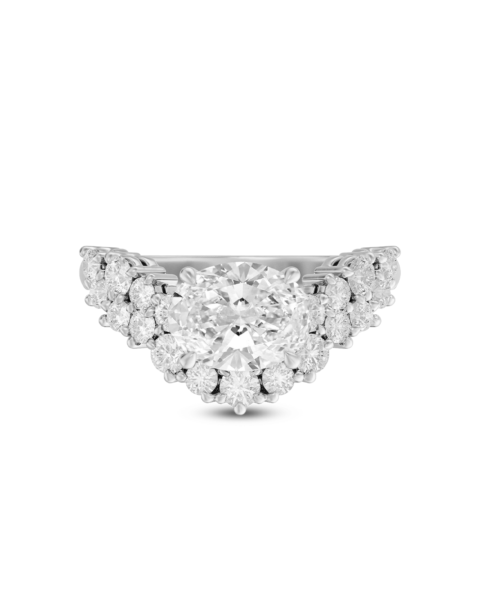 Selene- Oval Unique Cluster Style Lab Grown Diamond Engagement Ring
