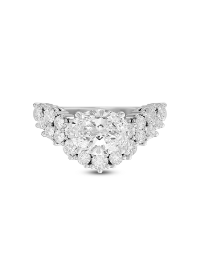 Selene- Oval Unique Cluster Style Lab Grown Diamond Engagement Ring