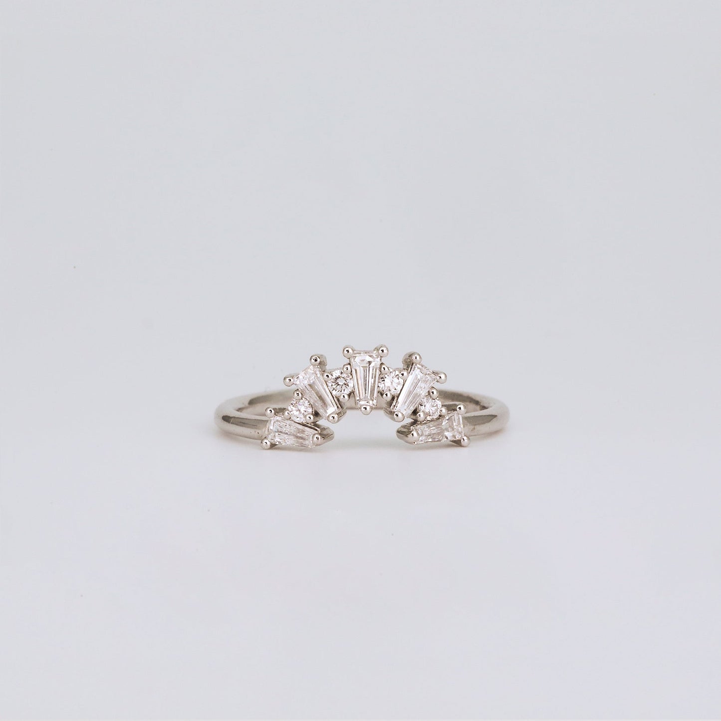 0.48 TCW Tapered Baguette & Round Lab Grown Diamond Cluster Wedding Band