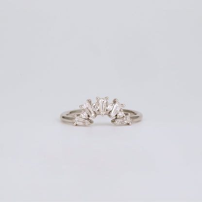 0.48 TCW Tapered Baguette & Round Lab Grown Diamond Cluster Wedding Band