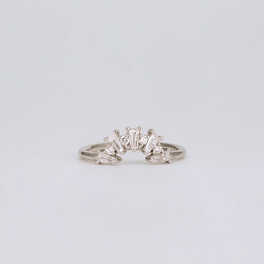 0.48 TCW Tapered Baguette & Round Lab Grown Diamond Cluster Wedding Band