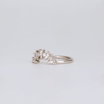 0.48 TCW Tapered Baguette & Round Lab Grown Diamond Cluster Wedding Band