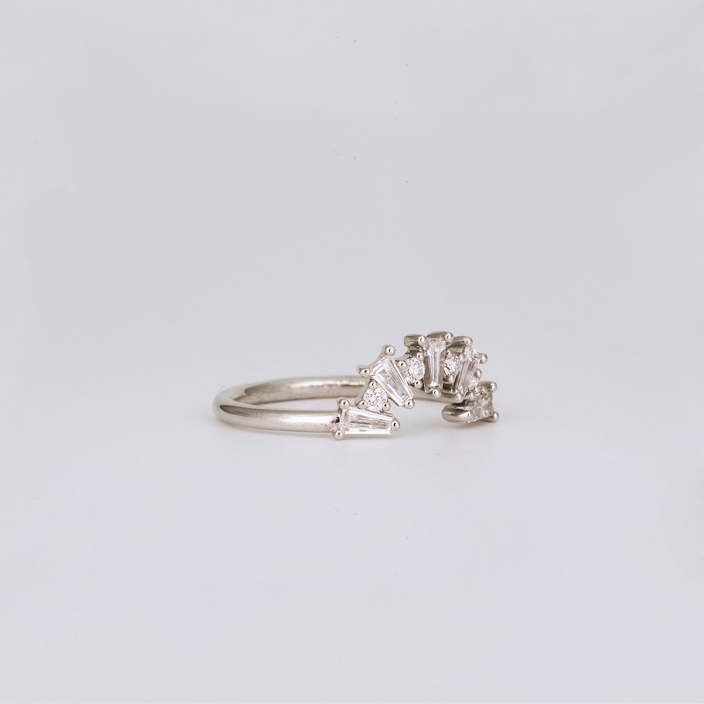 0.48 TCW Tapered Baguette & Round Lab Grown Diamond Cluster Wedding Band