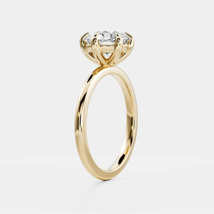 Classic solitaire ring with round moissanite center stone