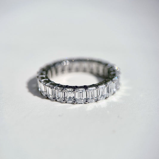 4.0 TCW Emerald Lab Grown Diamond Full Eternity Stackable Wedding Band
