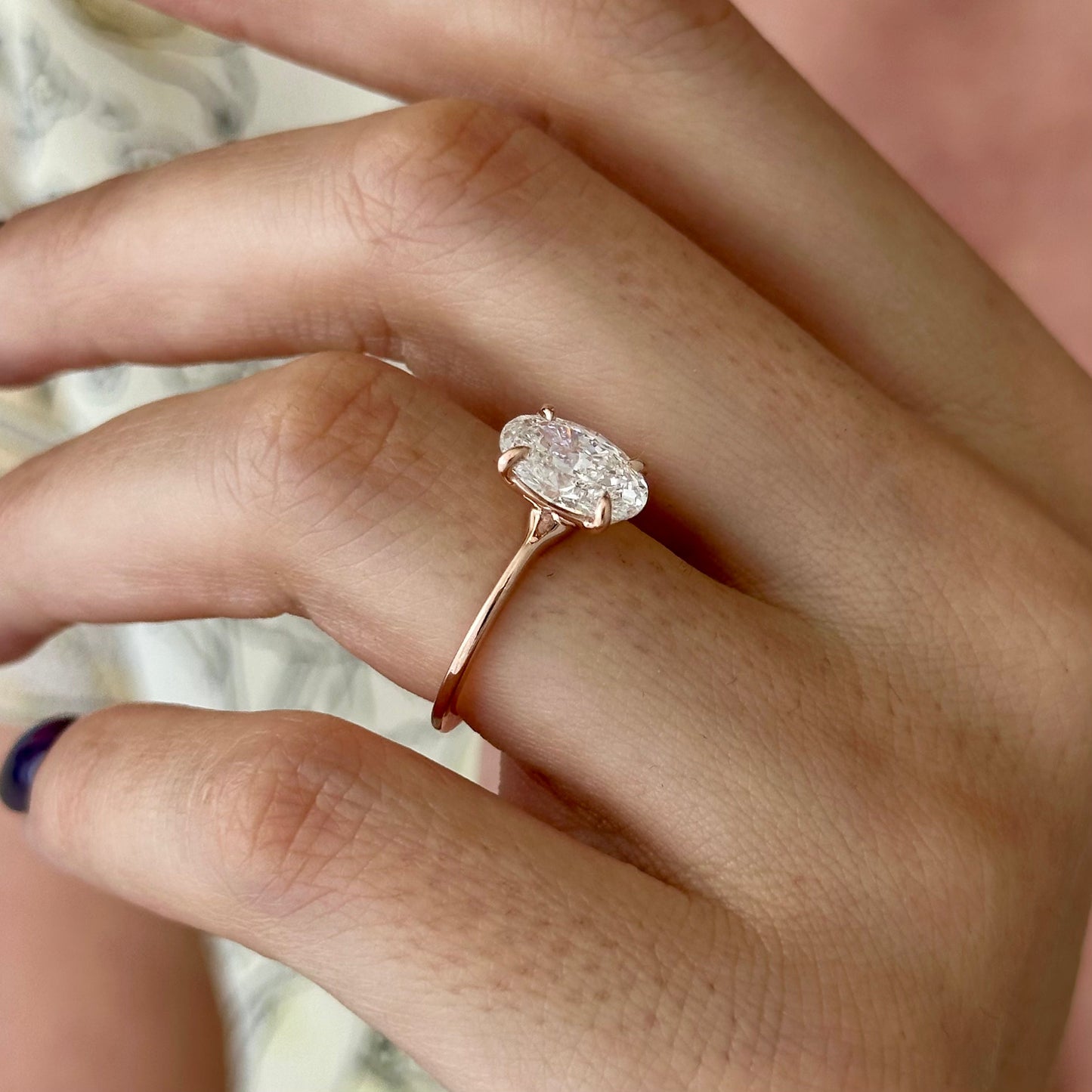 1.0-3.0 CT Oval cut Lab Grown Diamond Solitaire Engagement Ring