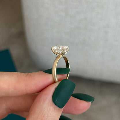 1.0-3.0 CT Elongated Cushion Lab Grown Diamond hidden halo Engagement Ring