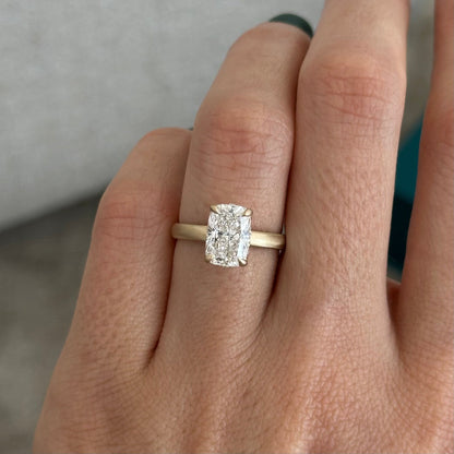 1.0-3.0 CT Elongated Cushion Lab Grown Diamond hidden halo Engagement Ring