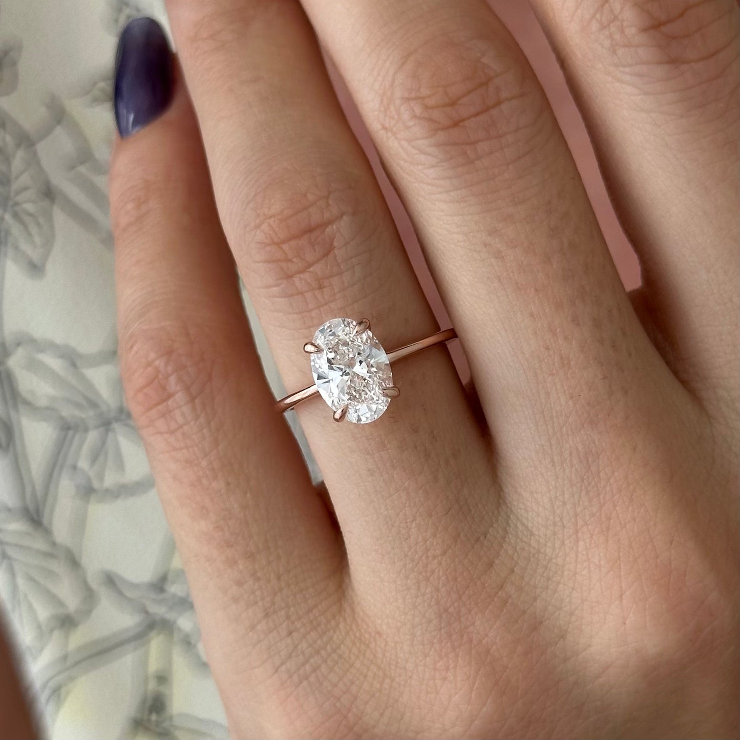 1.0-3.0 CT Oval cut Lab Grown Diamond Solitaire Engagement Ring