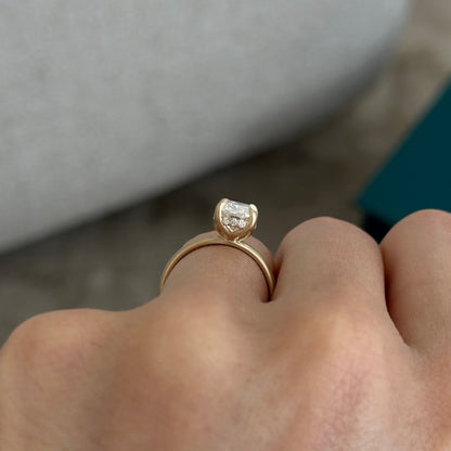 1.0-3.0 CT Elongated Cushion Lab Grown Diamond hidden halo Engagement Ring
