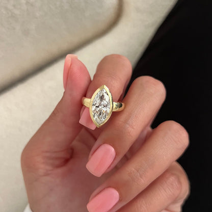 1.0-3.0 CT Marquise Lab Grown Diamond Bezel Engagement Ring