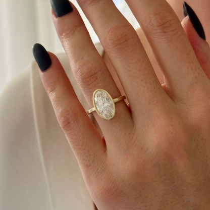 1.0-3.0 CT Oval cut Lab Grown Diamond bezel Engagement Ring