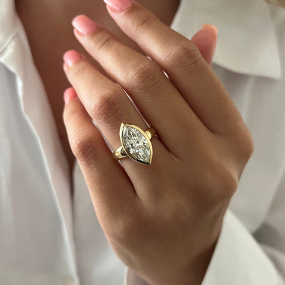 1.0-3.0 CT Marquise Lab Grown Diamond Bezel Engagement Ring
