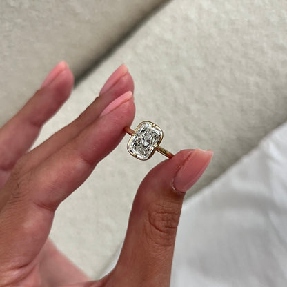 1.0-3.0 CT radiant cut Lab Grown Diamond bezel Engagement Ring